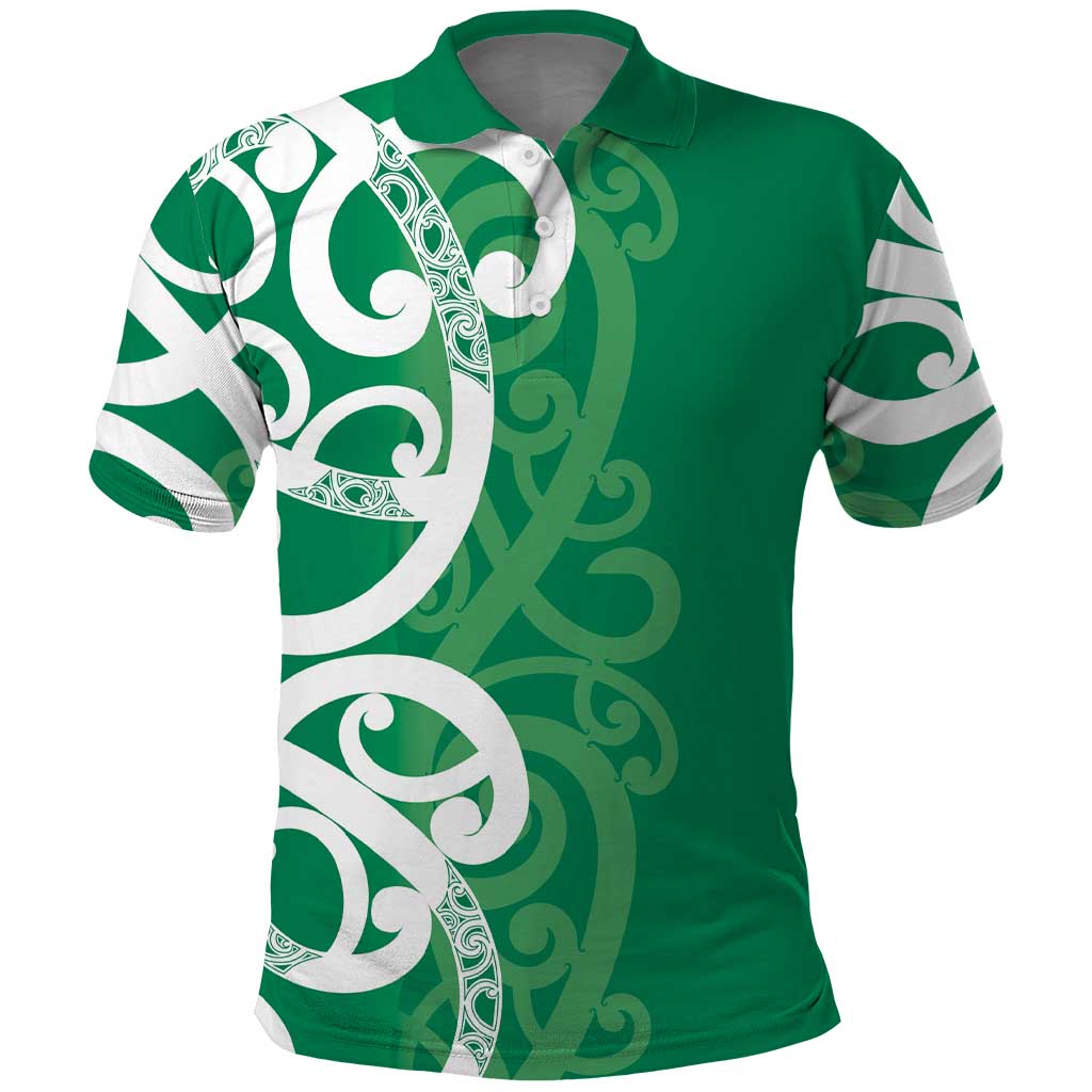 Pounamu Green Maori Polo Shirt Koru Kowhaiwhai LT7 Green - Polynesian Pride