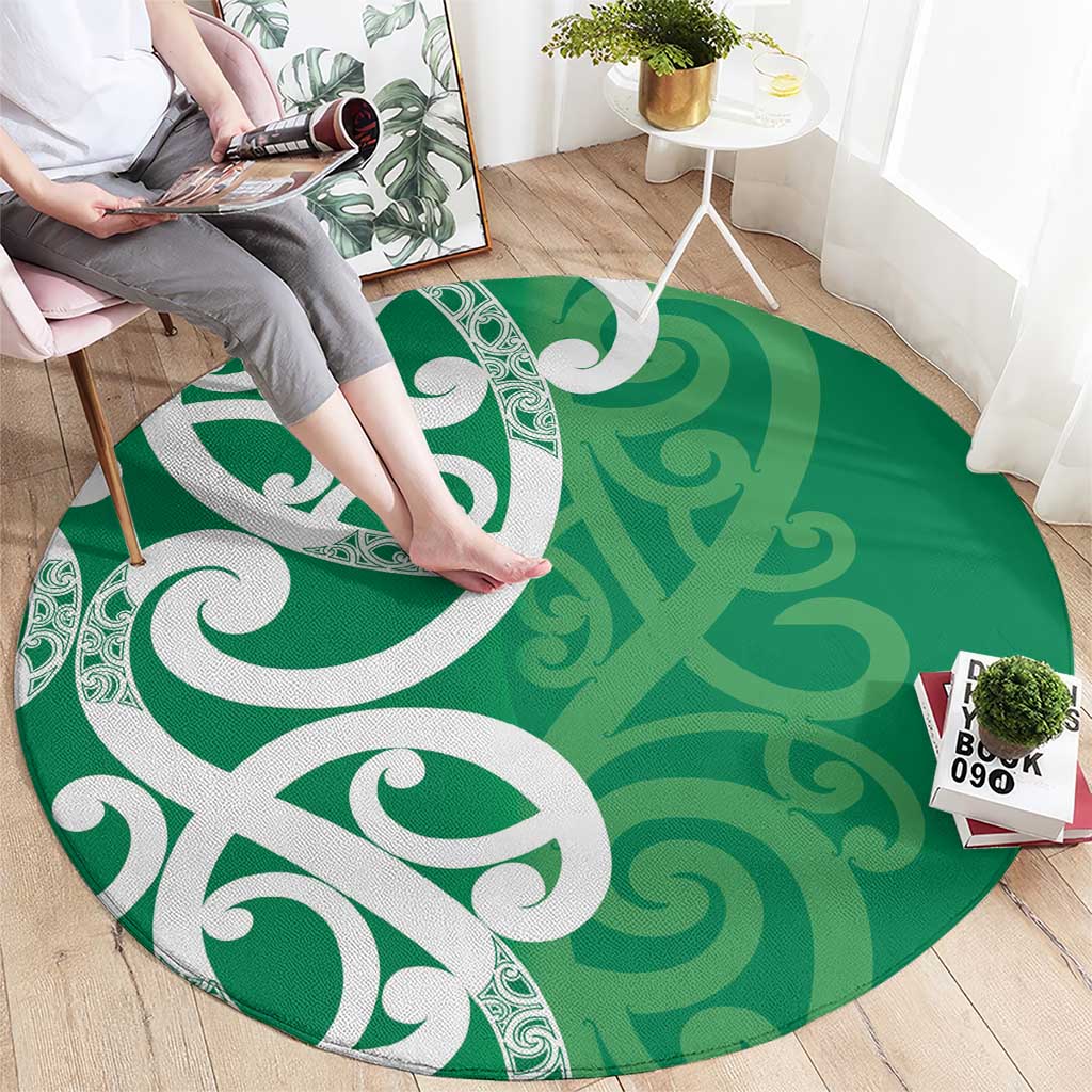 Pounamu Green Maori Round Carpet Koru Kowhaiwhai - Polynesian Pride