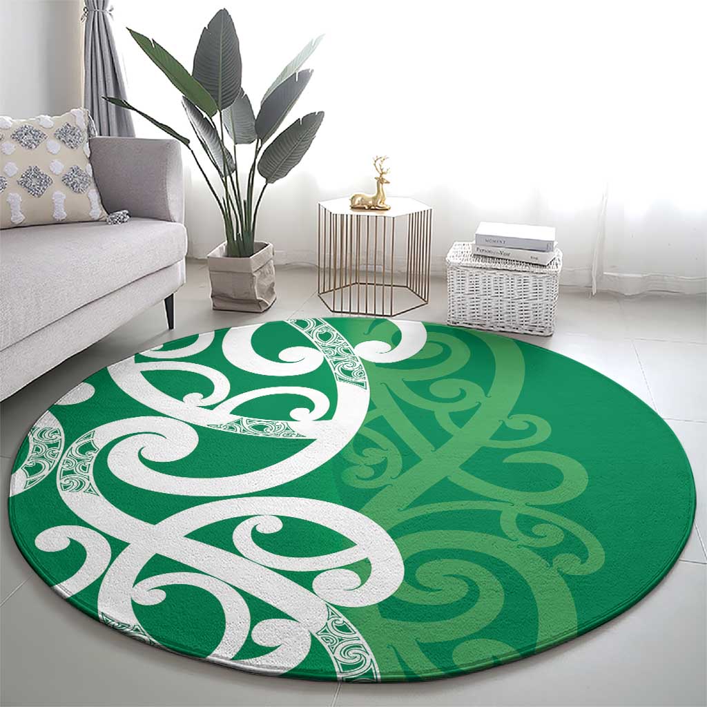 Pounamu Green Maori Round Carpet Koru Kowhaiwhai - Polynesian Pride