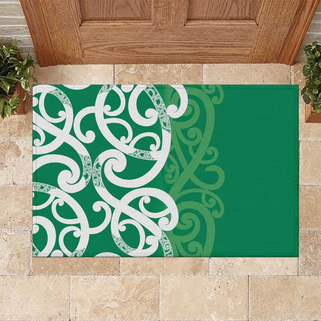 Pounamu Green Maori Rubber Doormat Koru Kowhaiwhai - Polynesian Pride