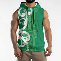 Pounamu Green Maori Sleeveless Hoodie Koru Kowhaiwhai - Polynesian Pride