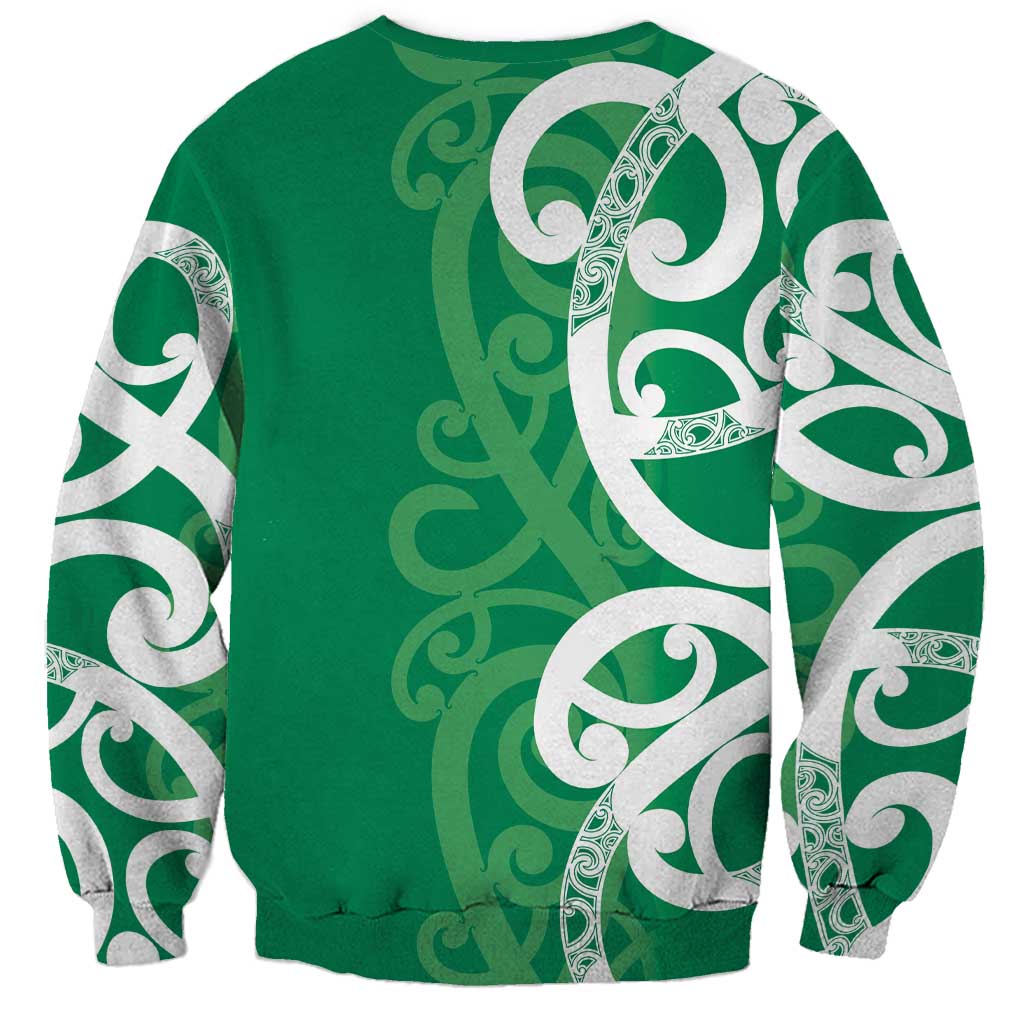 Pounamu Green Maori Sweatshirt Koru Kowhaiwhai - Polynesian Pride
