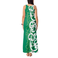 Pounamu Green Maori Tank Maxi Dress Koru Kowhaiwhai - Polynesian Pride