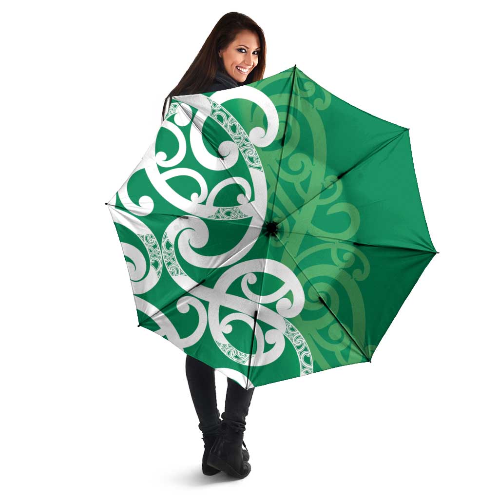 Pounamu Green Maori Umbrella Koru Kowhaiwhai - Polynesian Pride