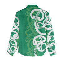 Pounamu Green Maori Women Casual Shirt Koru Kowhaiwhai LT7 - Polynesian Pride