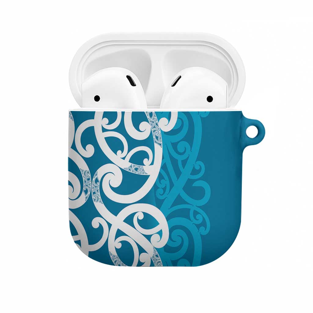 Azure Blue Maori AirPods Case Koru Kowhaiwhai - Polynesian Pride