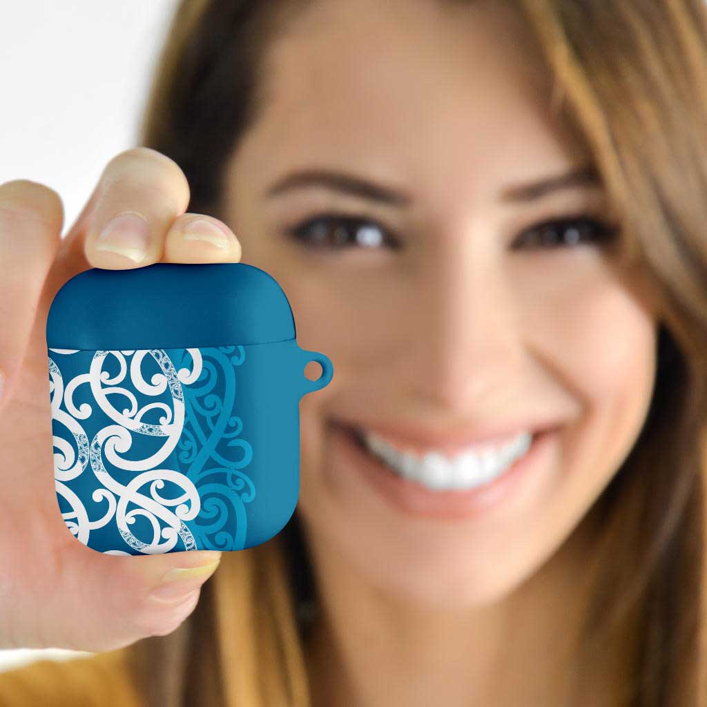 Azure Blue Maori AirPods Case Koru Kowhaiwhai - Polynesian Pride