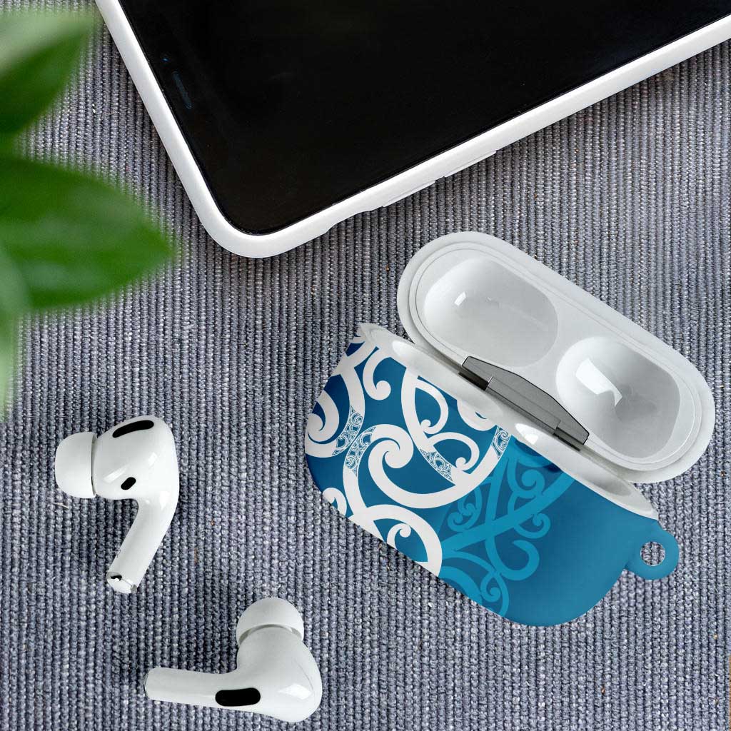 Azure Blue Maori AirPods Case Koru Kowhaiwhai - Polynesian Pride