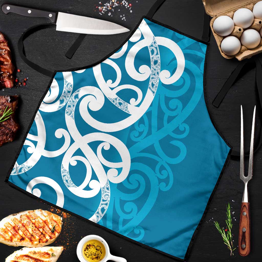 Azure Blue Maori Apron Koru Kowhaiwhai - Polynesian Pride