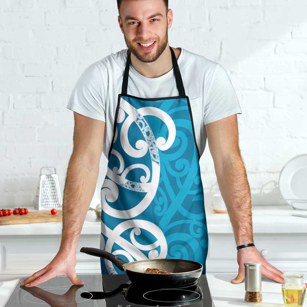 Azure Blue Maori Apron Koru Kowhaiwhai - Polynesian Pride