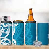 Azure Blue Maori 4 in 1 Can Cooler Tumbler Koru Kowhaiwhai - Polynesian Pride