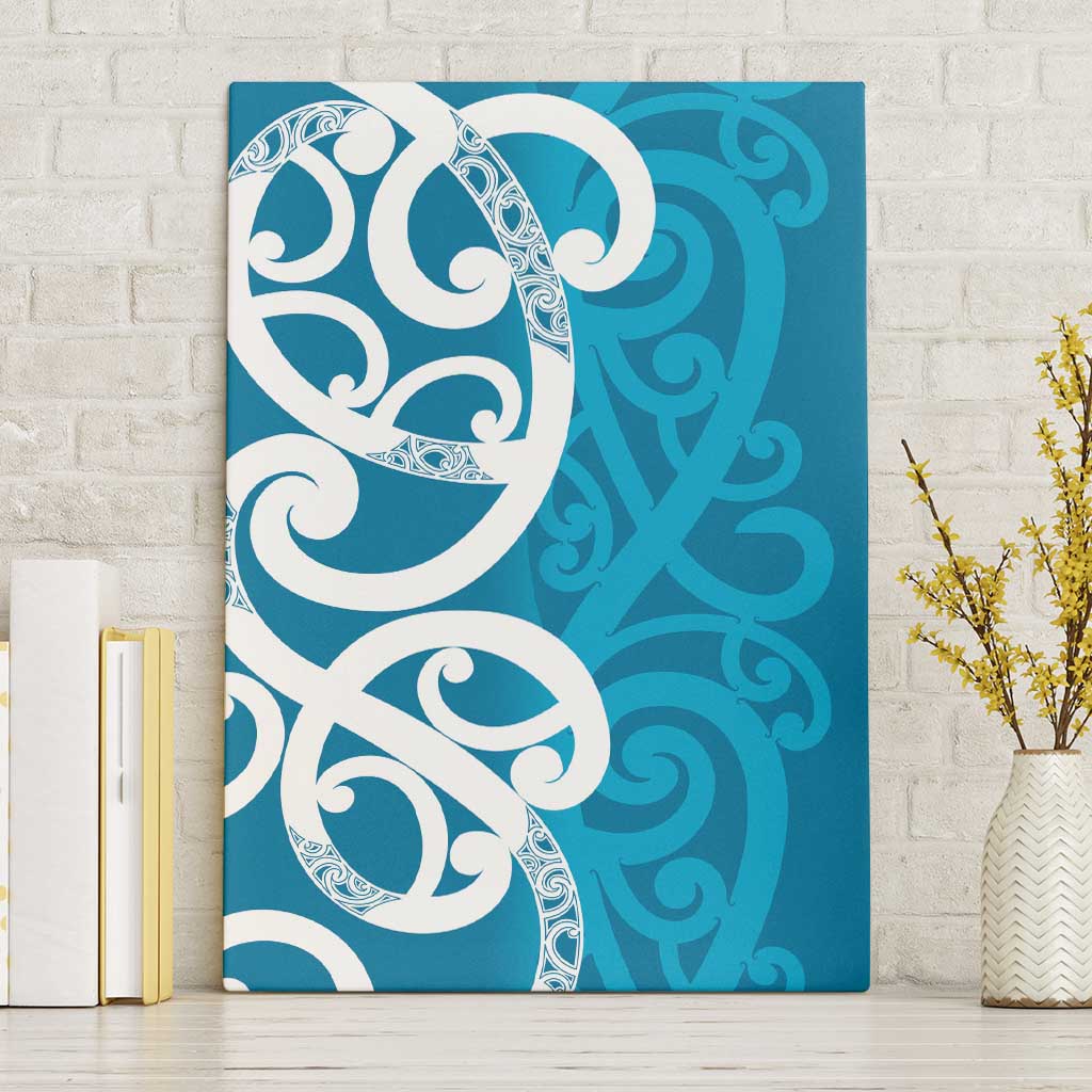 Azure Blue Maori Canvas Wall Art Koru Kowhaiwhai - Polynesian Pride