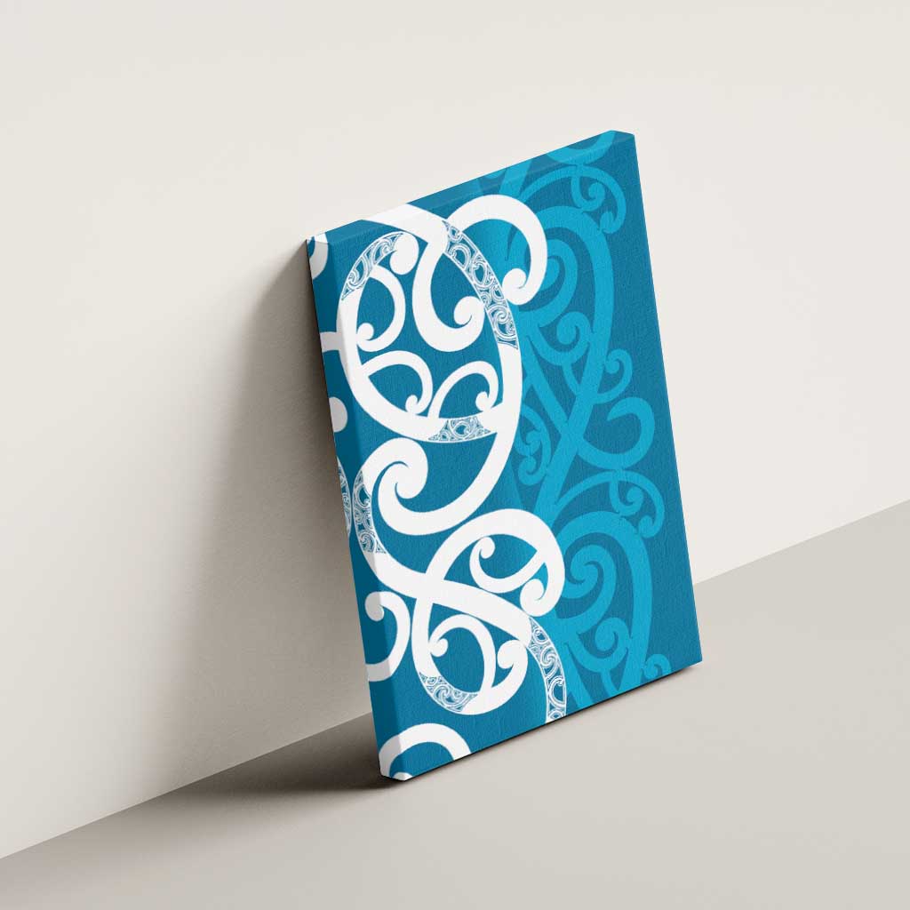 Azure Blue Maori Canvas Wall Art Koru Kowhaiwhai - Polynesian Pride