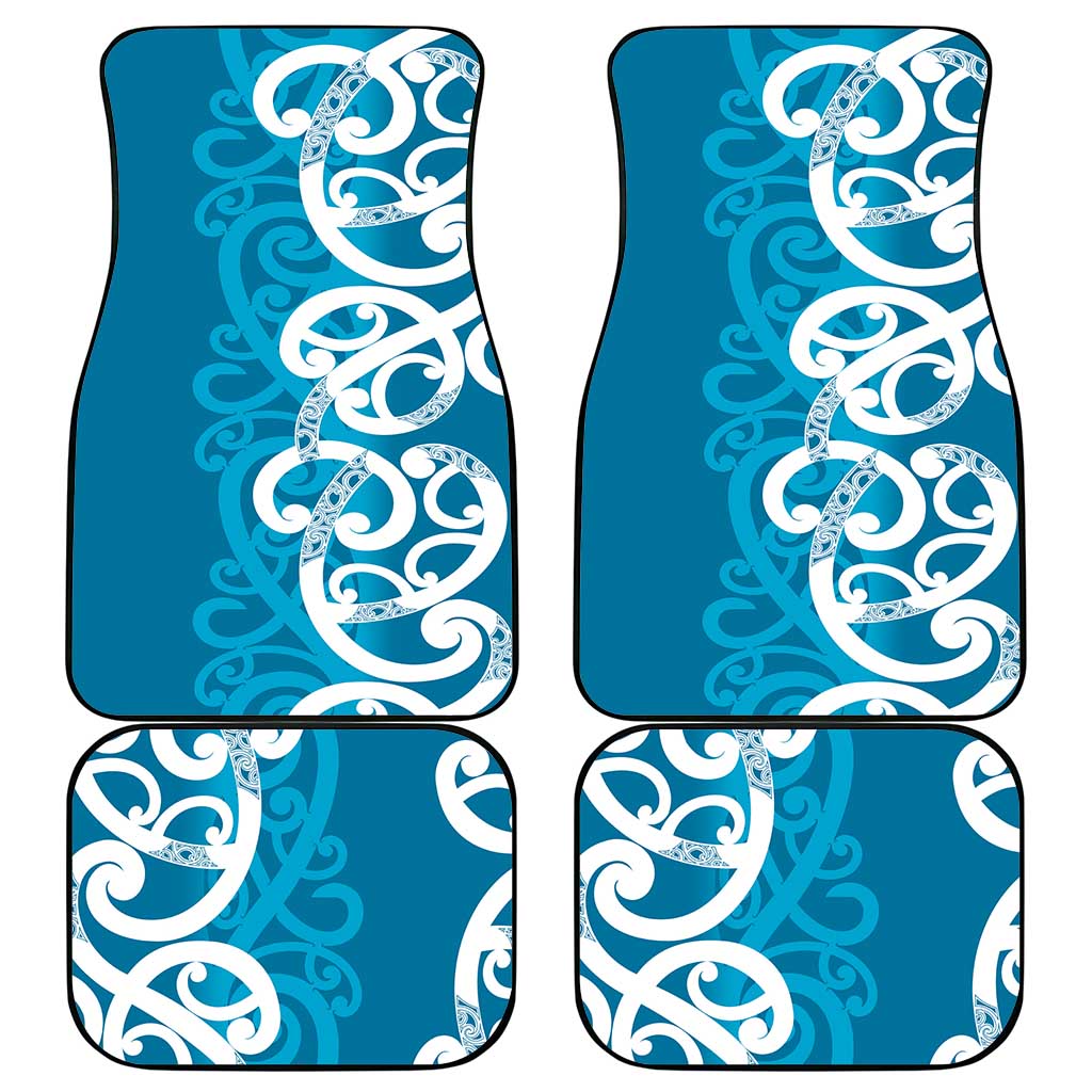 Azure Blue Maori Car Mats Koru Kowhaiwhai - Polynesian Pride