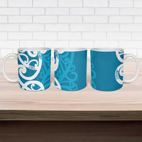 Azure Blue Maori Ceramic Mug Koru Kowhaiwhai - Polynesian Pride