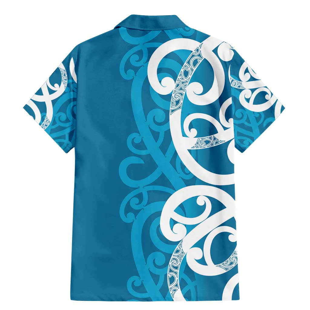 Azure Blue Maori Family Matching Mermaid Dress and Hawaiian Shirt Koru Kowhaiwhai - Polynesian Pride