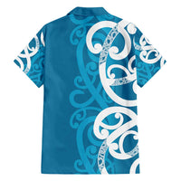 Azure Blue Maori Family Matching Puletasi and Hawaiian Shirt Koru Kowhaiwhai - Polynesian Pride