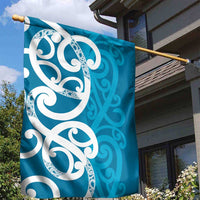 Azure Blue Maori Garden Flag Koru Kowhaiwhai - Polynesian Pride