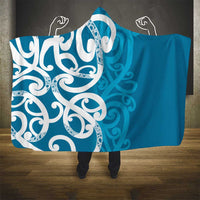 Azure Blue Maori Hooded Blanket Koru Kowhaiwhai - Polynesian Pride