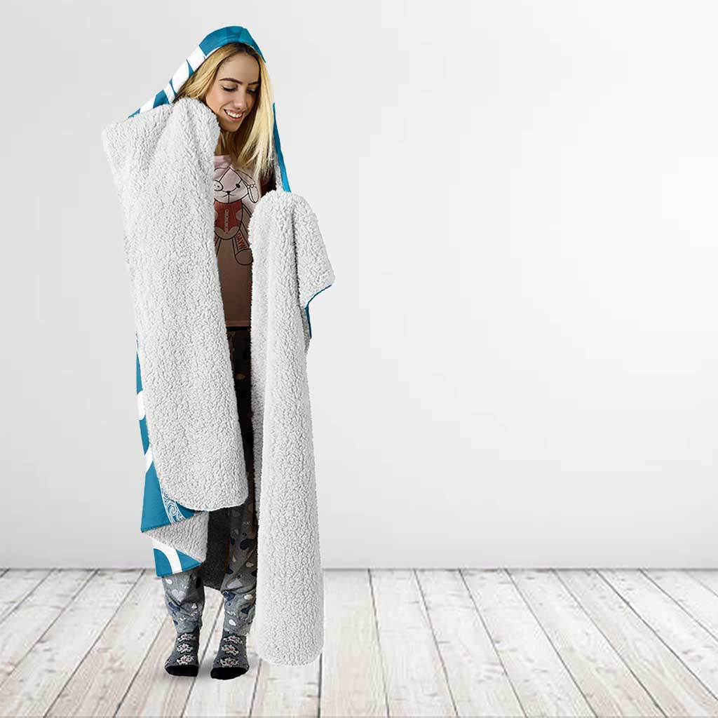 Azure Blue Maori Hooded Blanket Koru Kowhaiwhai - Polynesian Pride