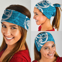 Azure Blue Maori Neck Gaiter Koru Kowhaiwhai - Polynesian Pride