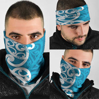 Azure Blue Maori Neck Gaiter Koru Kowhaiwhai - Polynesian Pride