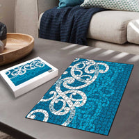 Azure Blue Maori Puzzle Koru Kowhaiwhai - Polynesian Pride