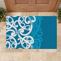 Azure Blue Maori Rubber Doormat Koru Kowhaiwhai - Polynesian Pride