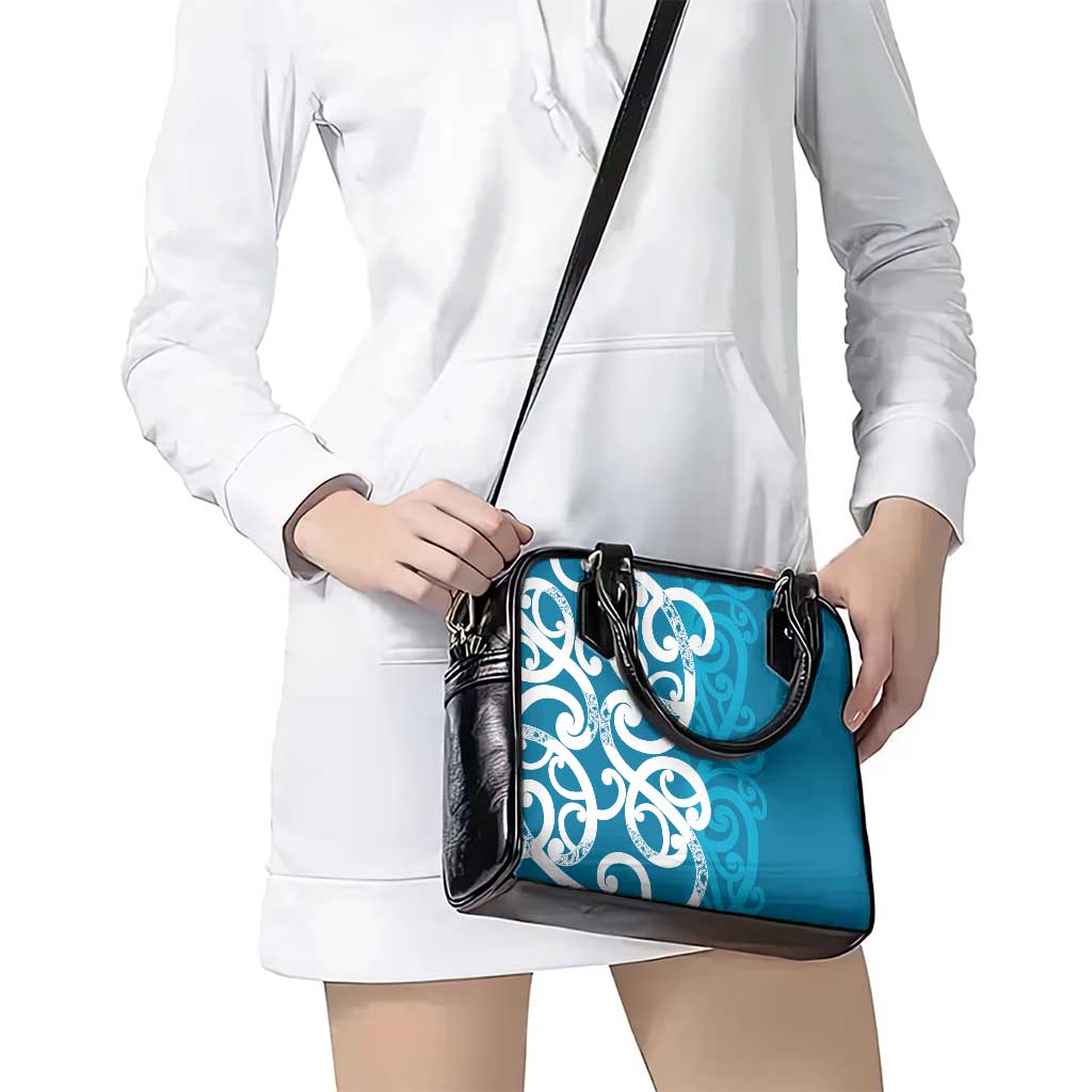 Azure Blue Maori Shoulder Handbag Koru Kowhaiwhai - Polynesian Pride