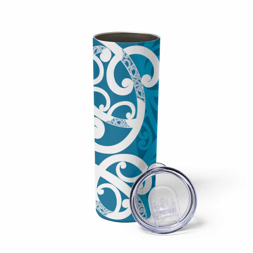 Azure Blue Maori Skinny Tumbler Koru Kowhaiwhai - Polynesian Pride