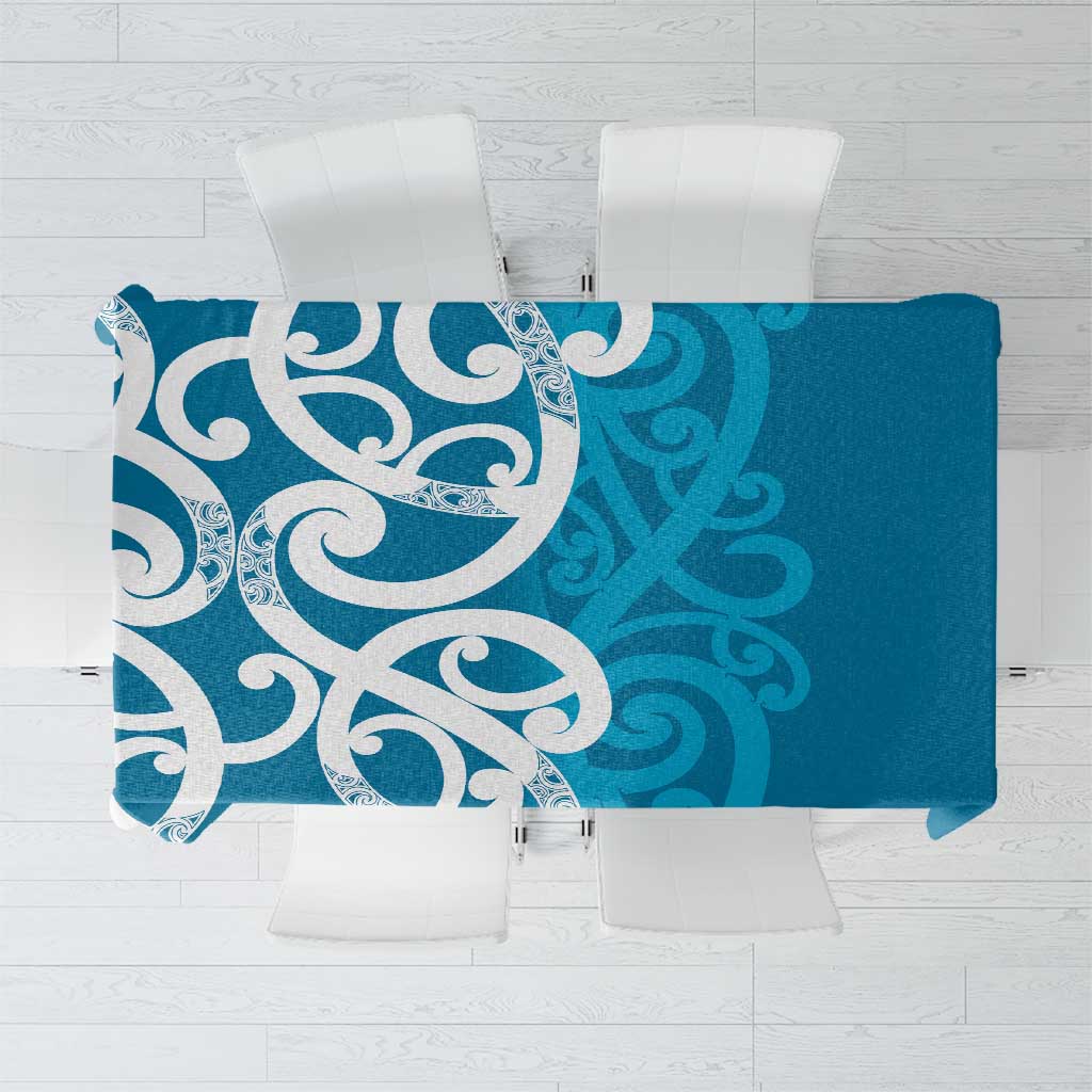 Azure Blue Maori Tablecloth Koru Kowhaiwhai - Polynesian Pride