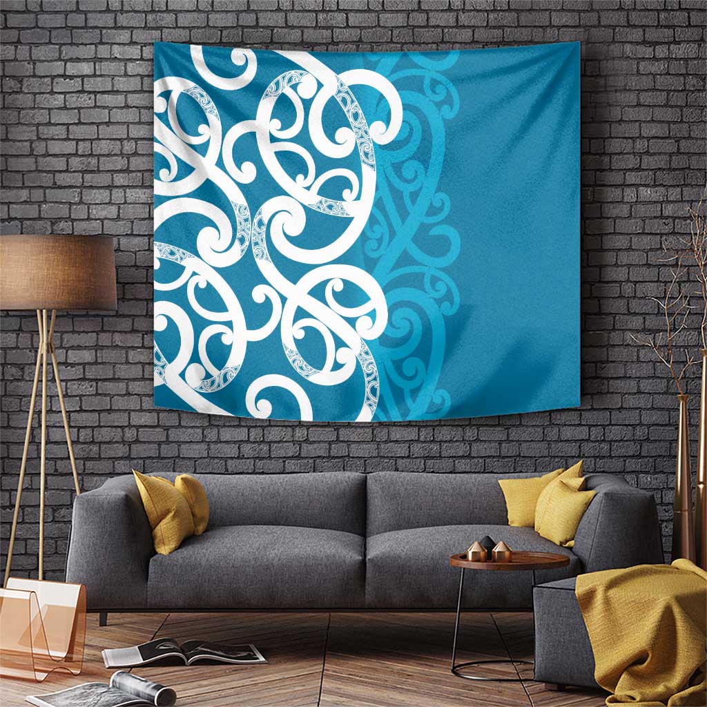 Azure Blue Maori Tapestry Koru Kowhaiwhai - Polynesian Pride
