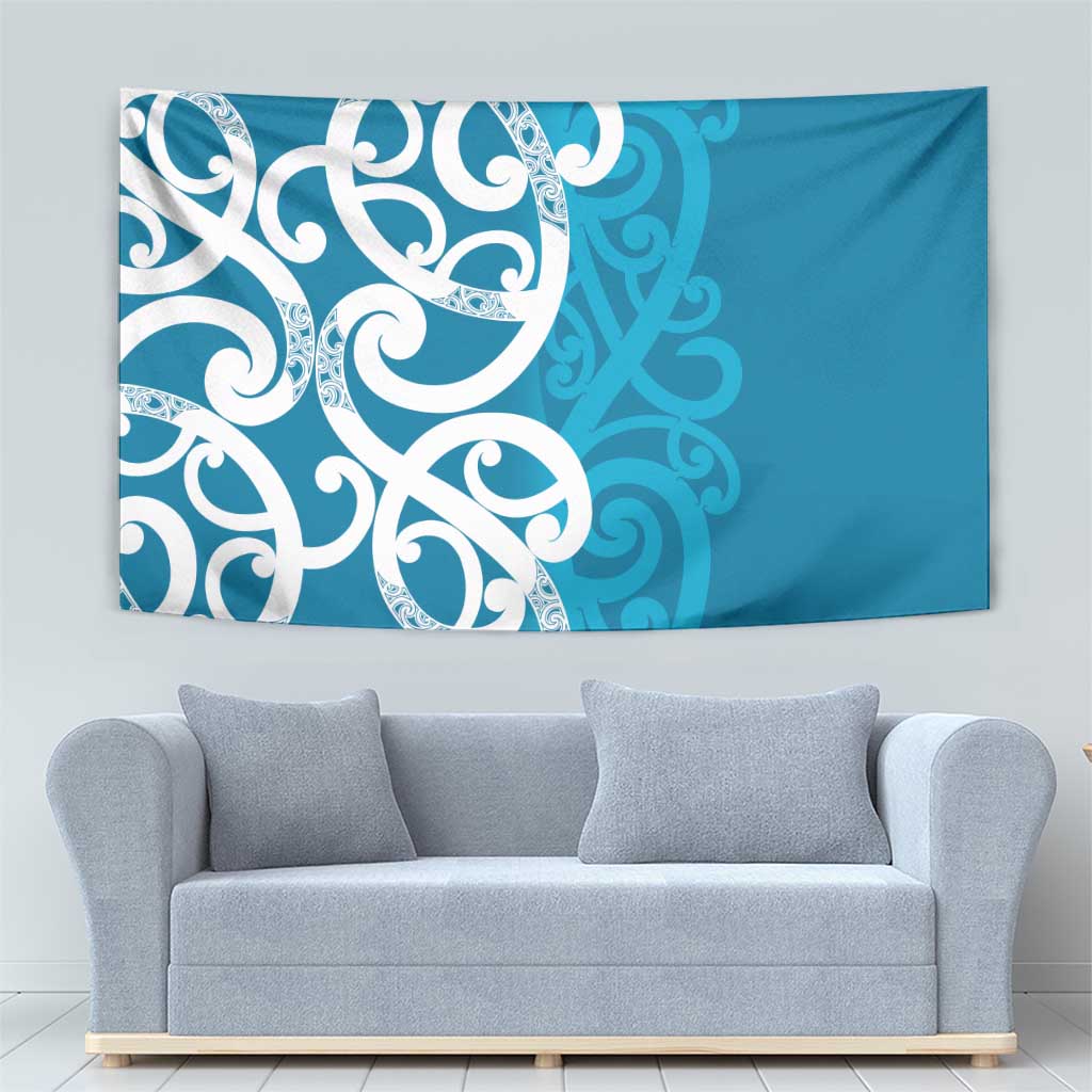 Azure Blue Maori Tapestry Koru Kowhaiwhai - Polynesian Pride