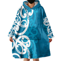 Azure Blue Maori Wearable Blanket Hoodie Koru Kowhaiwhai LT7 - Polynesian Pride