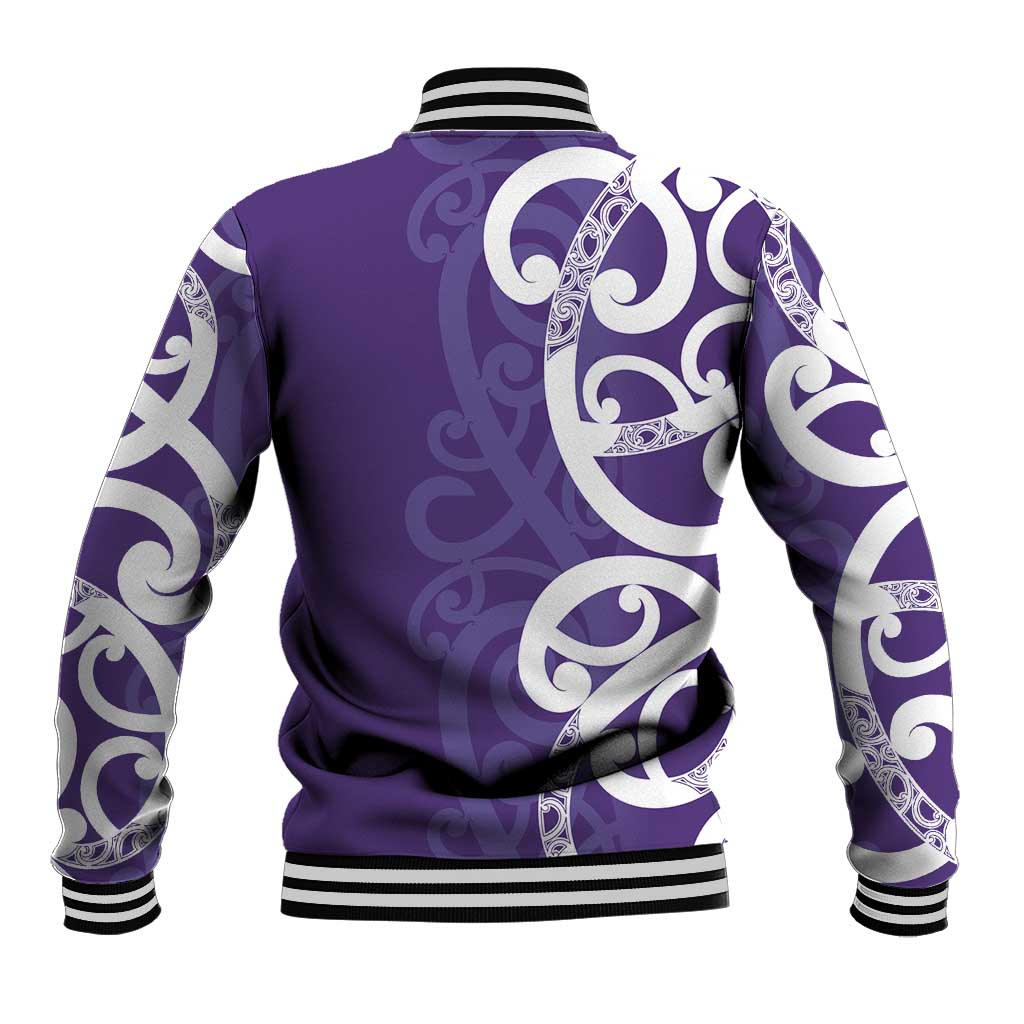 Violet Green Maori Baseball Jacket Koru Kowhaiwhai - Polynesian Pride