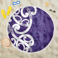 Violet Green Maori Beach Blanket Koru Kowhaiwhai - Polynesian Pride