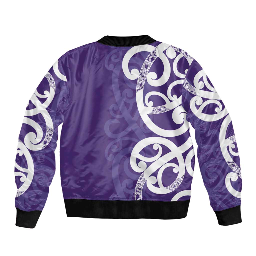 Violet Green Maori Bomber Jacket Koru Kowhaiwhai - Polynesian Pride