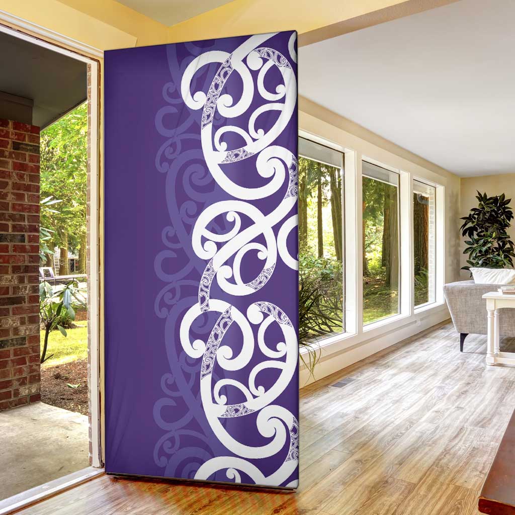 Violet Green Maori Door Cover Koru Kowhaiwhai - Polynesian Pride