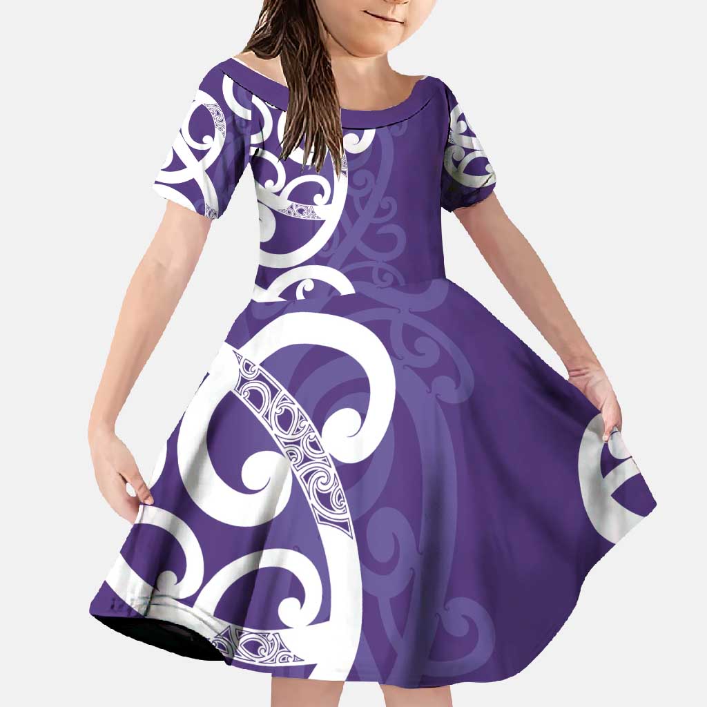 Violet Green Maori Family Matching Mermaid Dress and Hawaiian Shirt Koru Kowhaiwhai - Polynesian Pride