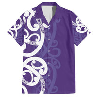 Violet Green Maori Family Matching Off The Shoulder Long Sleeve Dress and Hawaiian Shirt Koru Kowhaiwhai - Polynesian Pride