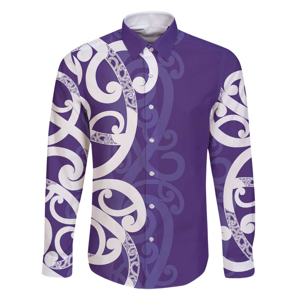 Violet Green Maori Family Matching Summer Maxi Dress and Hawaiian Shirt Koru Kowhaiwhai - Polynesian Pride