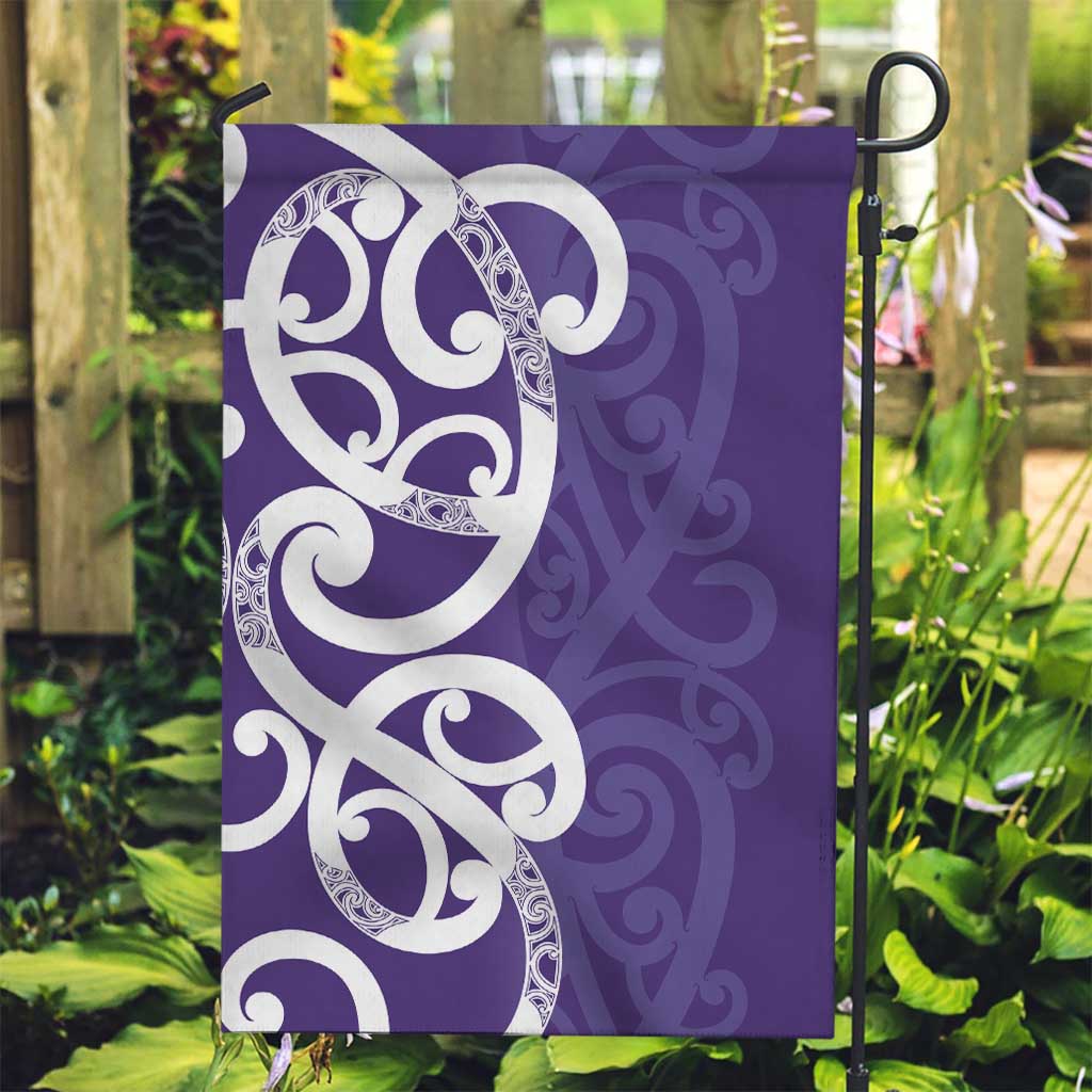 Violet Green Maori Garden Flag Koru Kowhaiwhai - Polynesian Pride