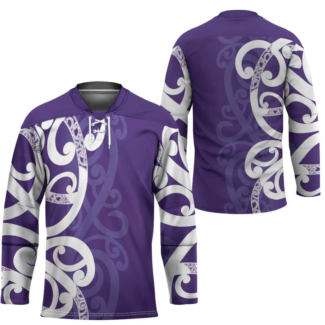 Violet Green Maori Hockey Jersey Koru Kowhaiwhai - Polynesian Pride