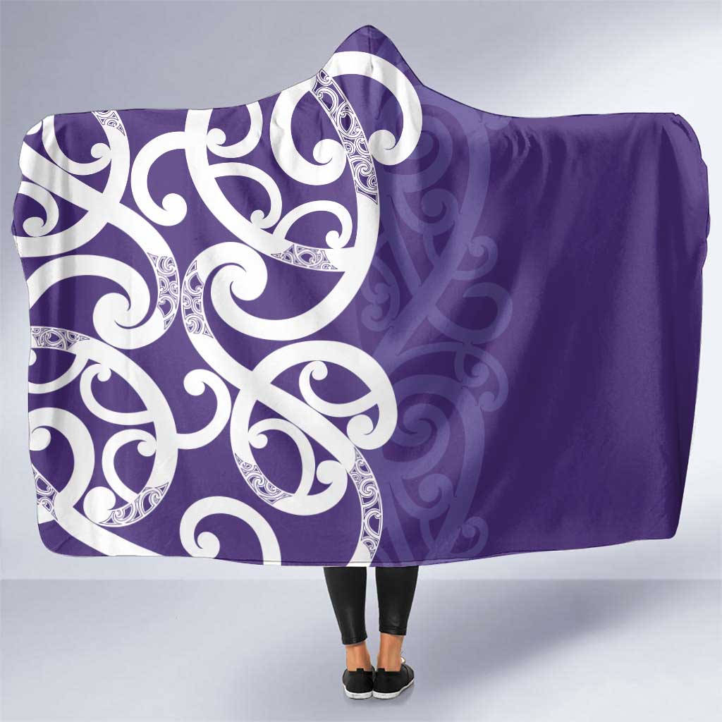 Violet Green Maori Hooded Blanket Koru Kowhaiwhai - Polynesian Pride