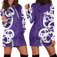 Violet Green Maori Hoodie Dress Koru Kowhaiwhai - Polynesian Pride