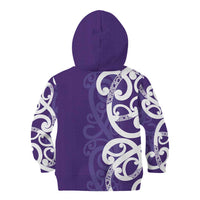 Violet Green Maori Kid Hoodie Koru Kowhaiwhai - Polynesian Pride