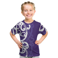 Violet Green Maori Kid T Shirt Koru Kowhaiwhai - Polynesian Pride