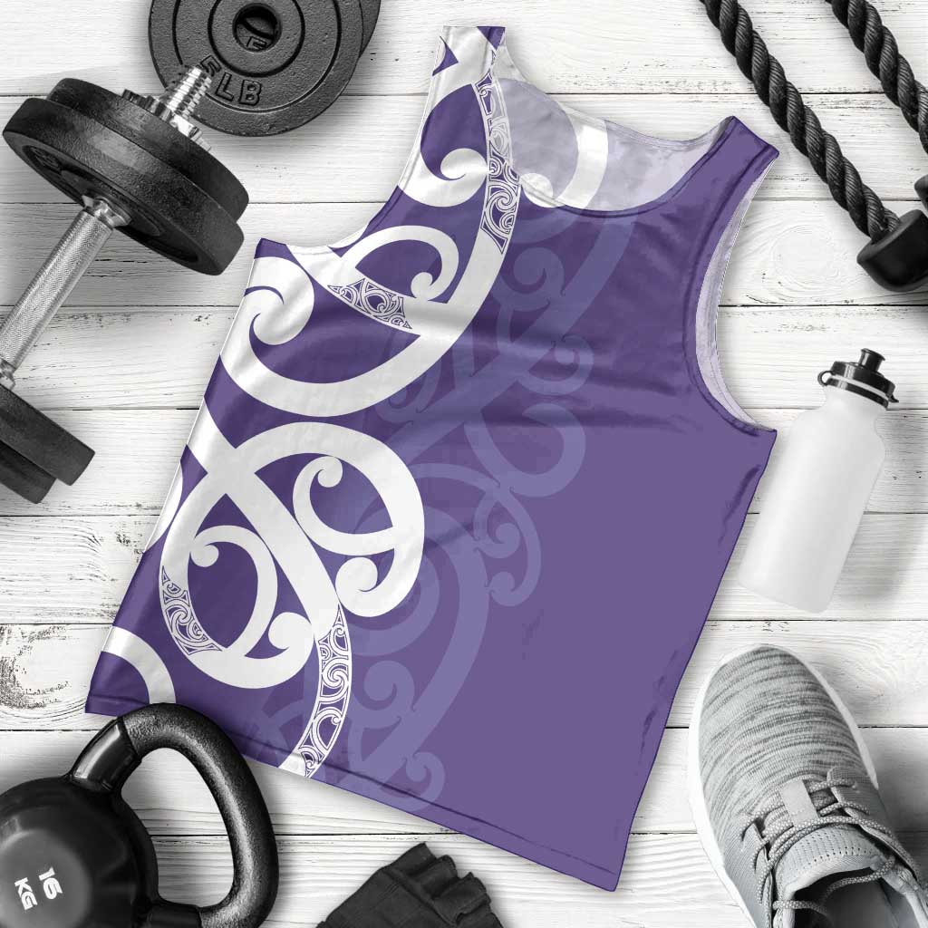 Violet Green Maori Men Tank Top Koru Kowhaiwhai - Polynesian Pride