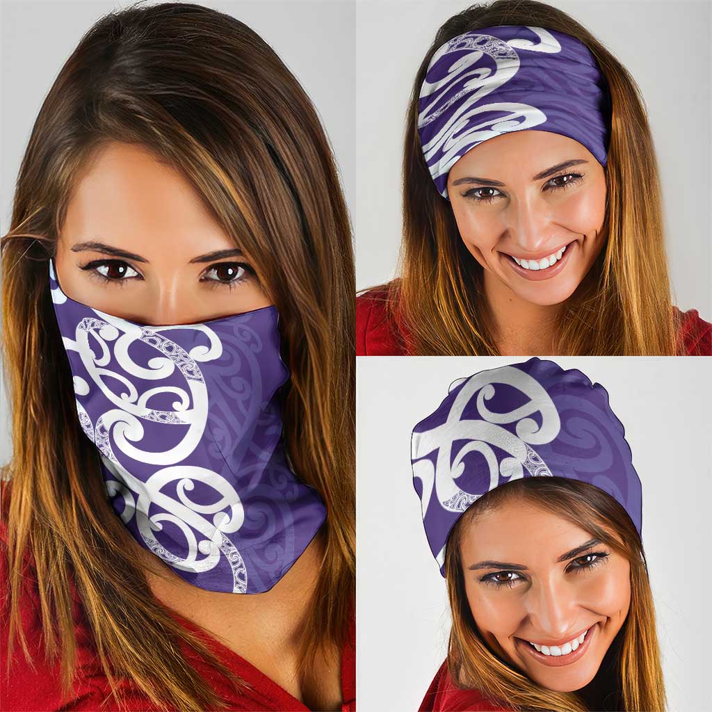 Violet Green Maori Neck Gaiter Koru Kowhaiwhai - Polynesian Pride