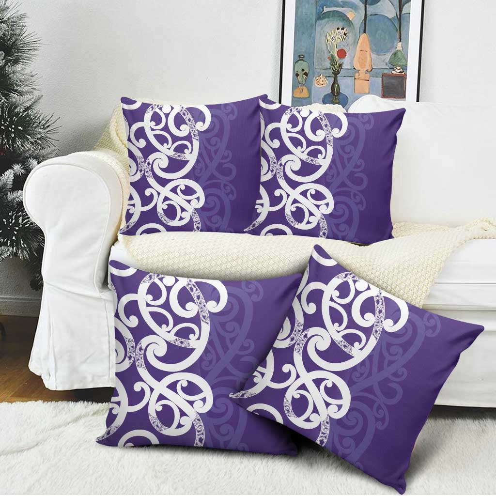 Violet Green Maori Pillow Cover Koru Kowhaiwhai - Polynesian Pride